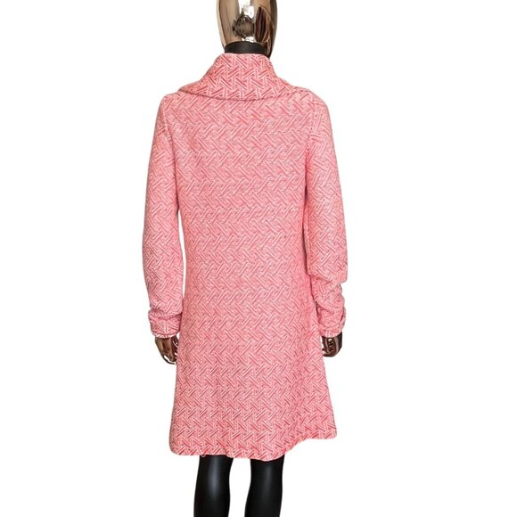 Sundance Knit Longline Sweater Coat Orange & Cream Button Front Collard Jacket M - Picture 3 of 13